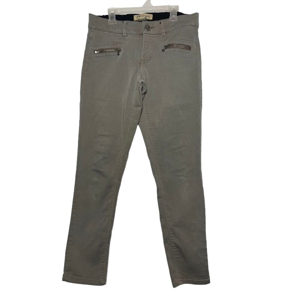Democracy Double Zip Ponte Ab Tech Pants Womens Size 4 Gray‎ Skinny Leg Stretch